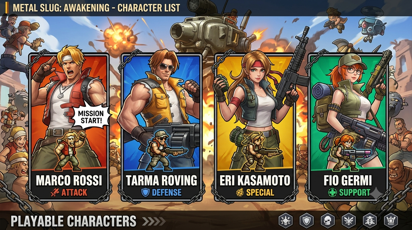 Metal Slug Awakening Characters List Game